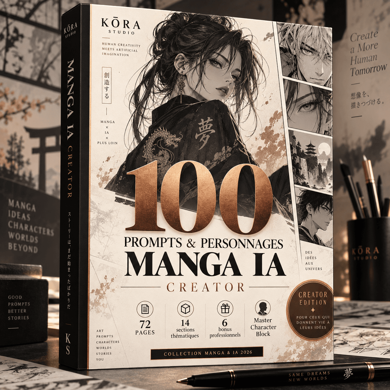 100 Prompts & Personnages — Manga IA — Creator